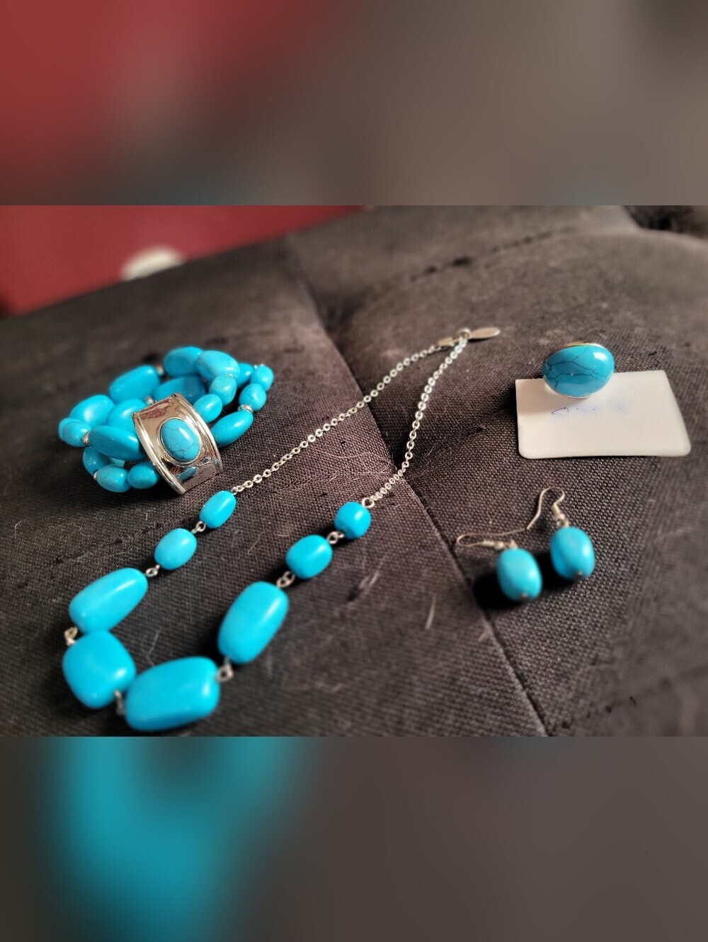 925 TURQUOISE NECKLACE WITH PARK LANE BRACLET, EARRINGS. RING BUNDLE - Picture 1 of 5